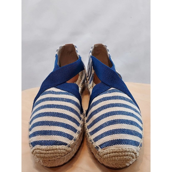MICHAEL KORS Dan Espadrille Striped Canvas Sandals | Blue | Womens Size 7.5 - Picture 5 of 10
